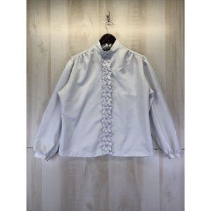 Vintage 1980-90s Claudia Gray Floral Overlay Button Up Blouse Top Women’s 16